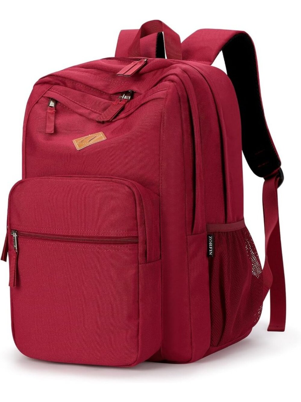 Water Resistant 26L College Backpack & Travel Bookbag - Stylish Russet Red